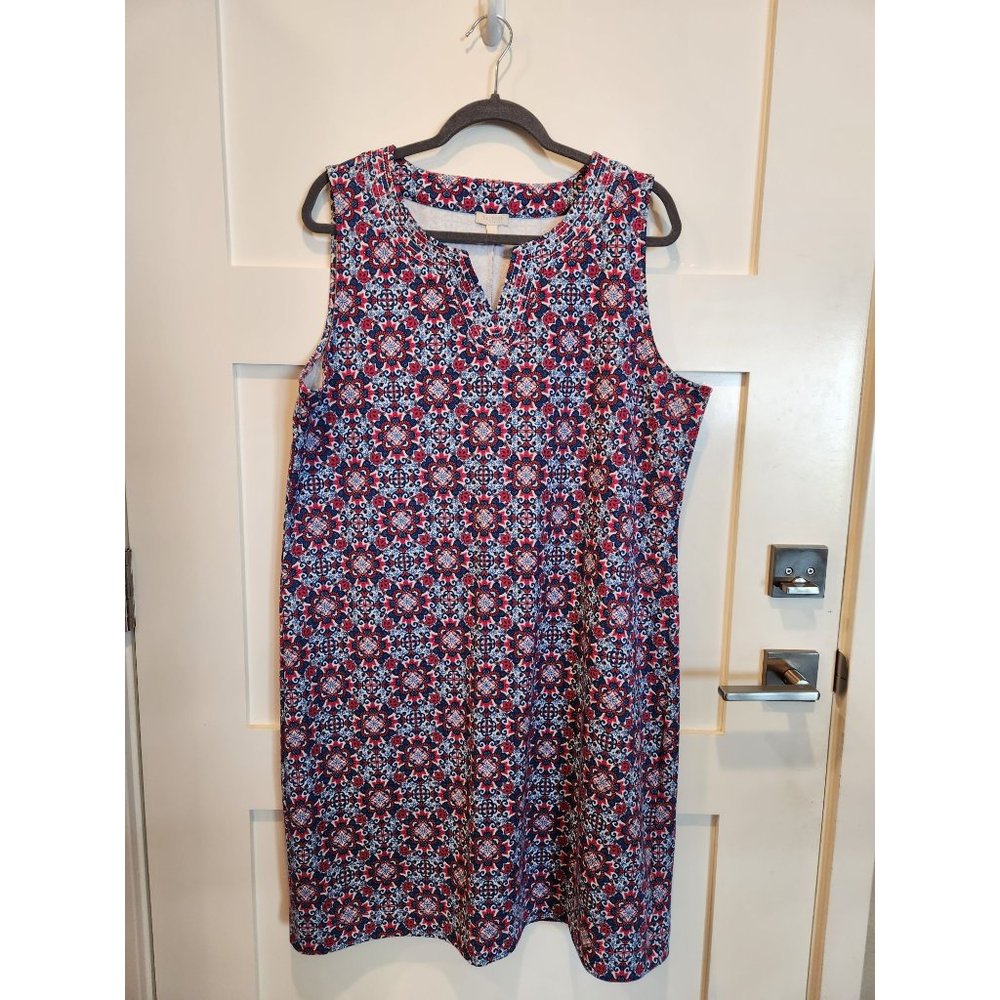 Talbots Sleeveless Red, White & Blue Sheath Dress XL
